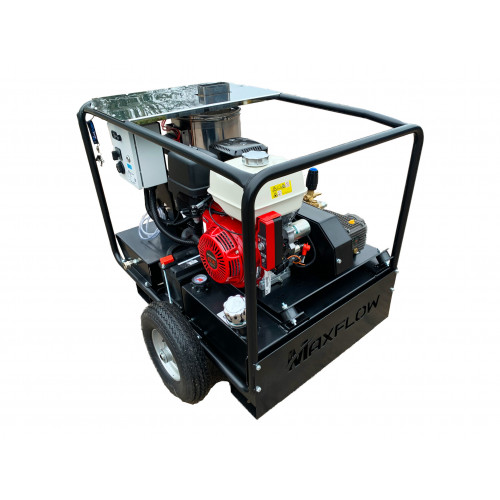 Maxflow Industrial Petrol Hot Pressure Washer - Honda GX390 21 LPM Trolley Frame + 30M Reel (Electric Start)