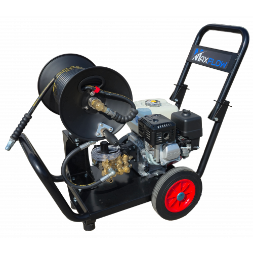 Maxflow Semi-Industrial Pressure Washer - Honda GX200 12LPM Drop Handle Frame + Reel