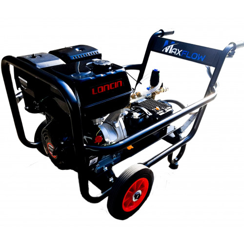 Maxflow Industrial Pressure Washer - Loncin G420 24 LPM Gearbox Driven Trolley Frame