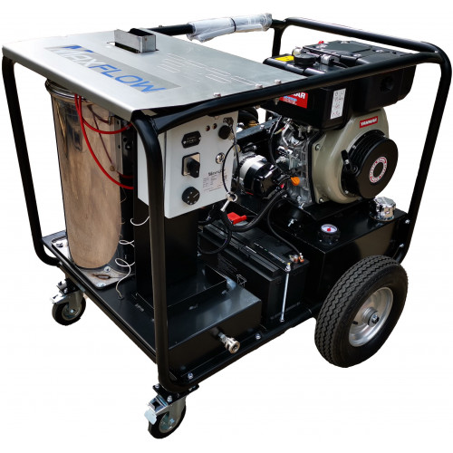 Maxflow Industrial Diesel Hot Pressure Washer - Yanmar L100-V 18 LPM Trolley Frame + 30M Reel