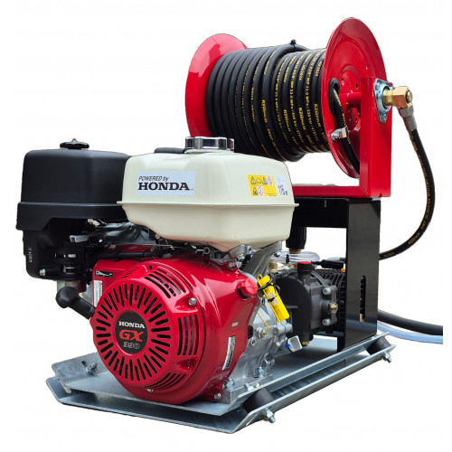 skid mounted honda gx390 pressure washer with reel