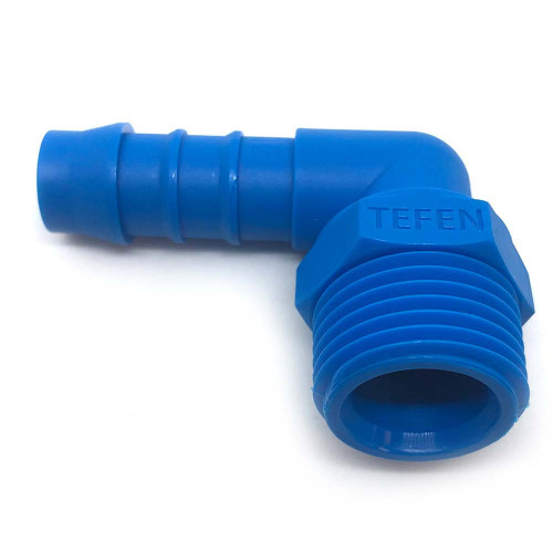 1/2" M THREAD 1/2" BARB PLASTIC 90 DEGREE HOSE TAIL