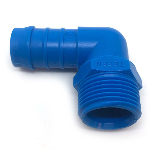 1" Male Thread 1" Barb Plastic 90 Degree Hose Tail